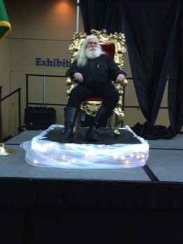  We built a throne for an event. Bob took to it well. 