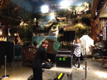  Kristof and Zayne setting up at the Bass Pro Shop grand opening in Tacoma, Washington. 