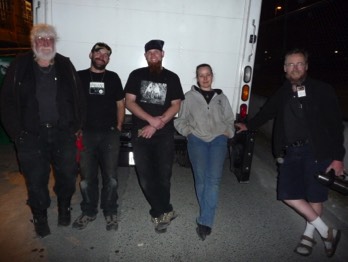  Late at night, truck broke down after load out. Bob, Tim S, Matt, Katy and Tim W 