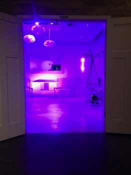  Client wanted a white room completely awash in purple, for private party 